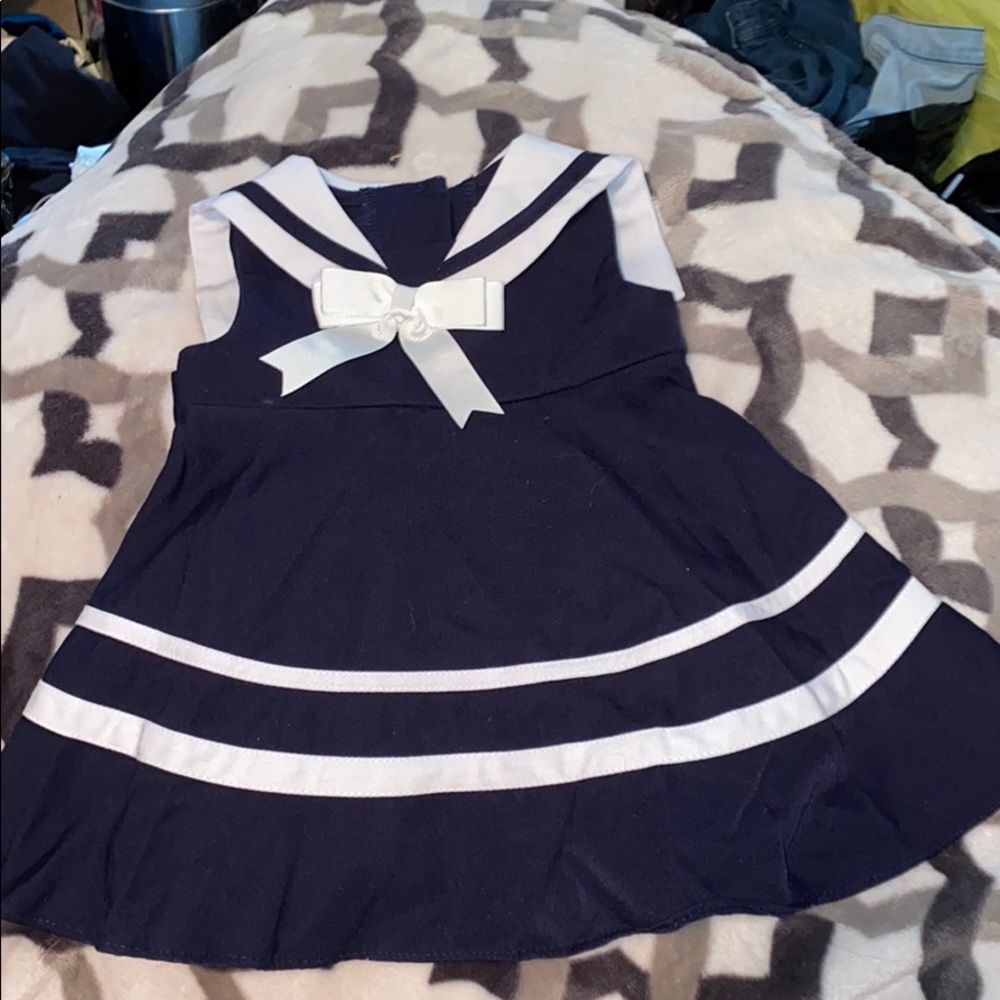 Rare Editions navy white infant sailor dress